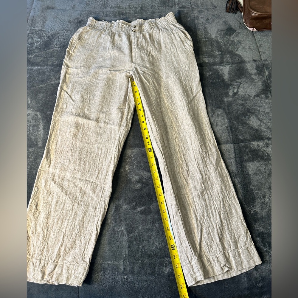 Briggs New York Tan Wide Leg Pants. Linen/Rayon